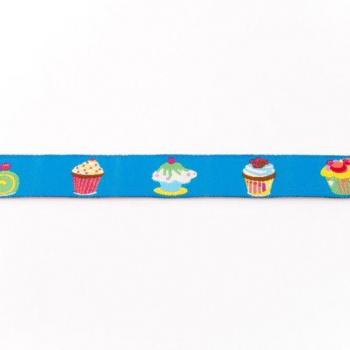 Webband Breite 16 mm Cupkakes auf Blau